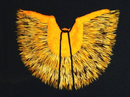 \"Kapu`uwaiokala a Kane\" a feathered cape by Lucia Tarallo Jensen.